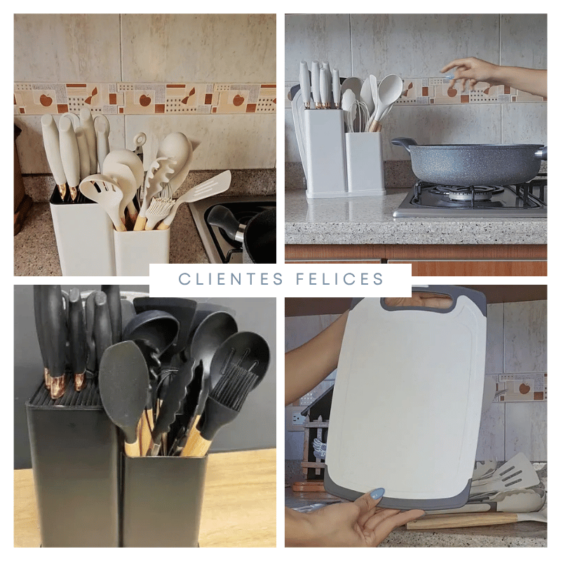 Clientes satisfechos con el set de cocina completo
